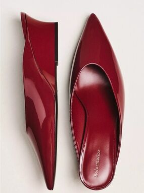 Reformation Marilyn Wedge Mule Heels berry jam patent